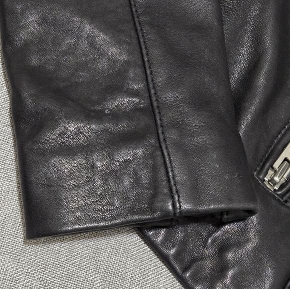 Topshop Real Leather Moto Biker Jacket Size 2 - Picture 12 of 16